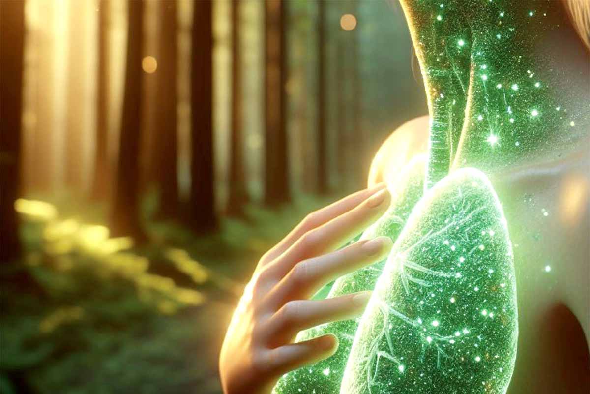 illustration of breathing in the woods